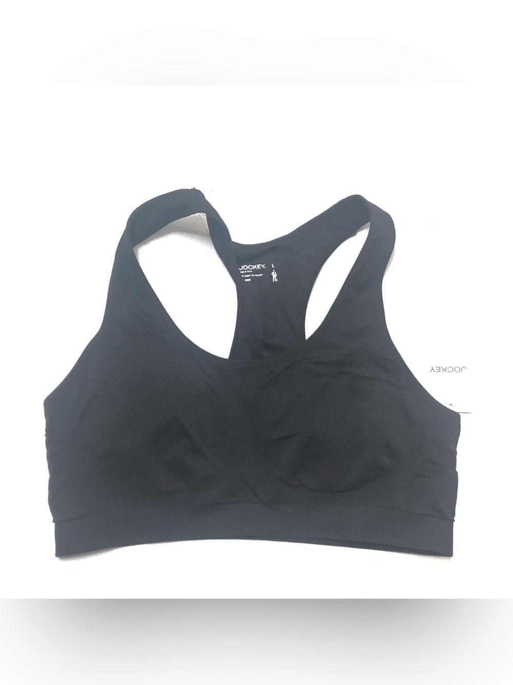 Jockey Seamfree Jersey Wireless Sports Bra Removable Cup Size L Black Women New